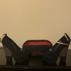 Platform Peep Toe Heel w/ Gold Detail by Wild Pair
